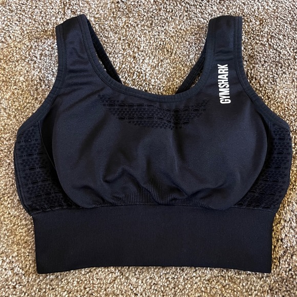 Gymshark Black Seamless Sports Bra Activewear Workout Gym Top 0315 - Picture 1 of 5